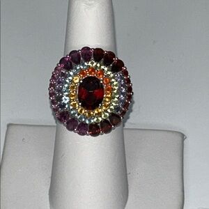 NWOT NYC11 Genuine Multi Gemstone Sterling Silver Designer Ring Bohemian Boho